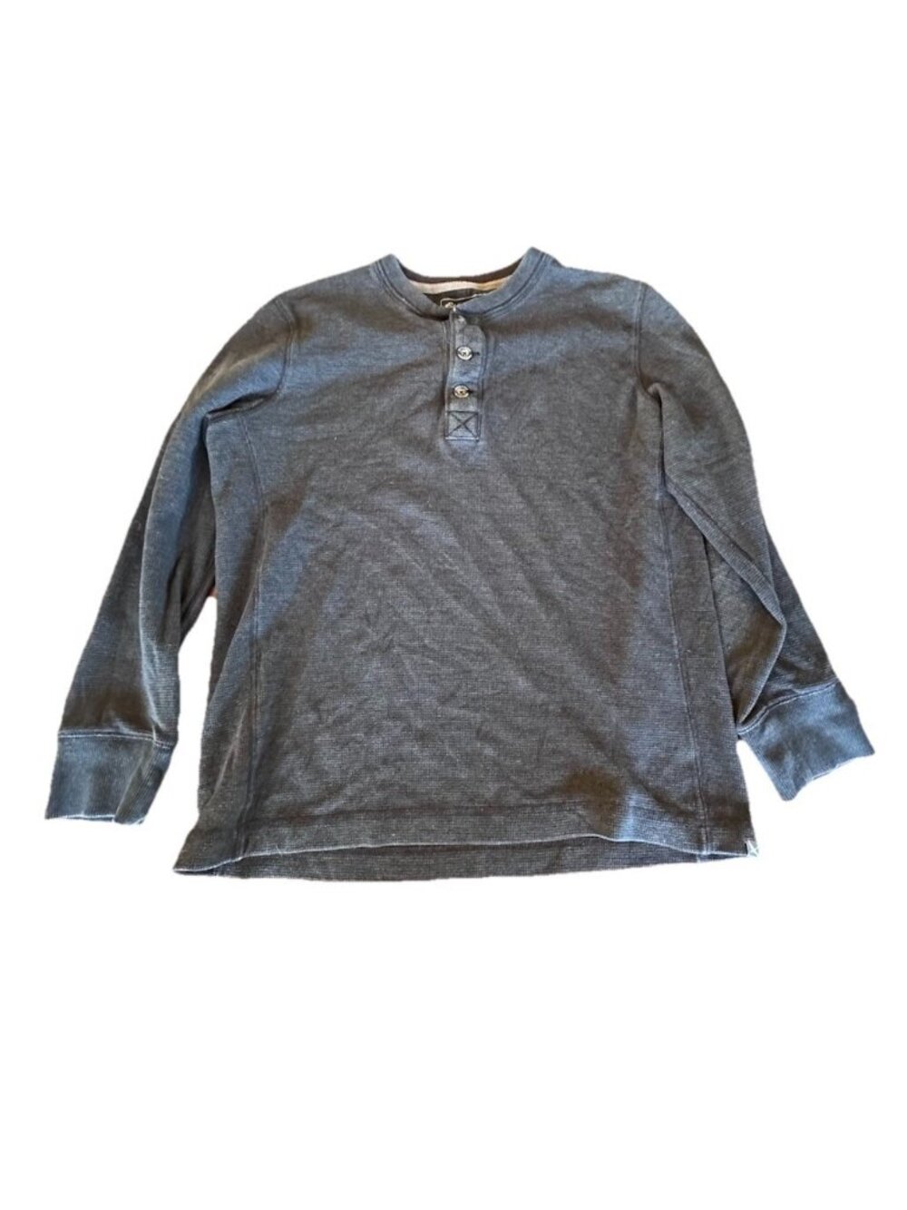 Eddie Bauer Shirt Mens Size M Dark Gray Long Sleeve Henley Waffle Thermal